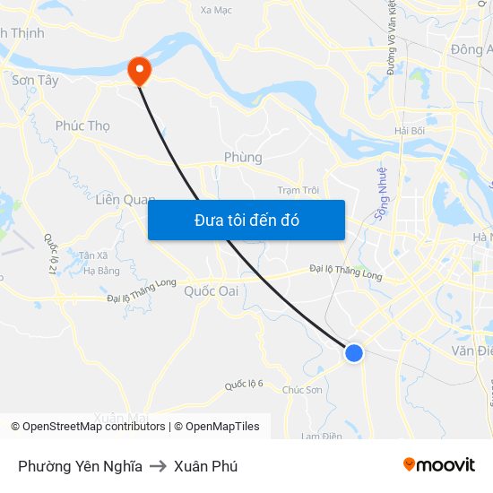Phường Yên Nghĩa to Xuân Phú map