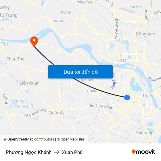 Phường Ngọc Khánh to Xuân Phú map