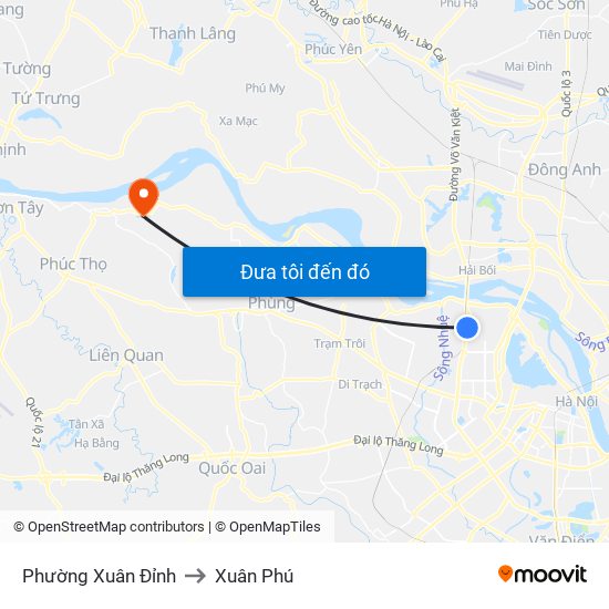 Phường Xuân Đỉnh to Xuân Phú map