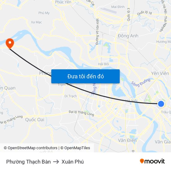 Phường Thạch Bàn to Xuân Phú map