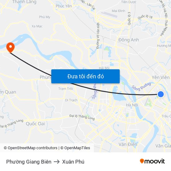 Phường Giang Biên to Xuân Phú map