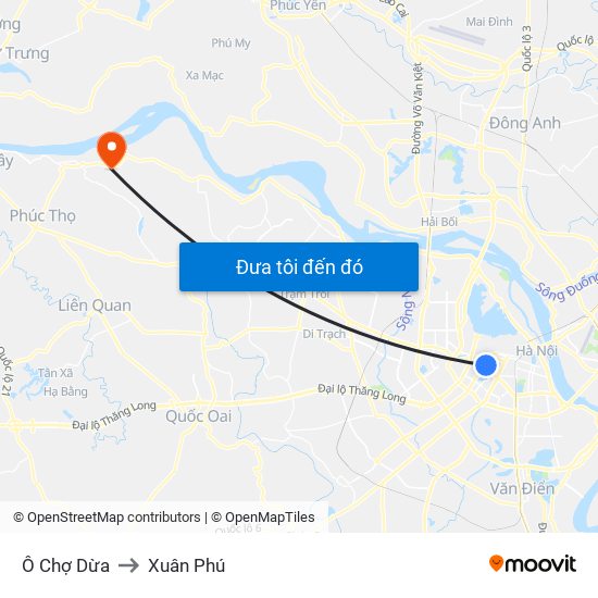 Ô Chợ Dừa to Xuân Phú map