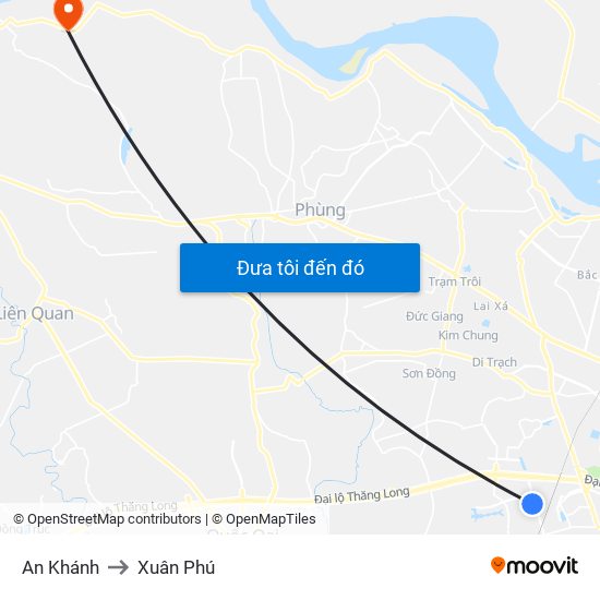 An Khánh to Xuân Phú map