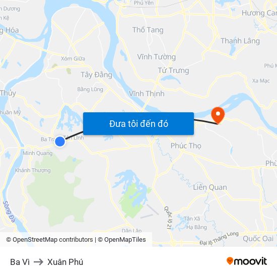 Ba Vì to Xuân Phú map
