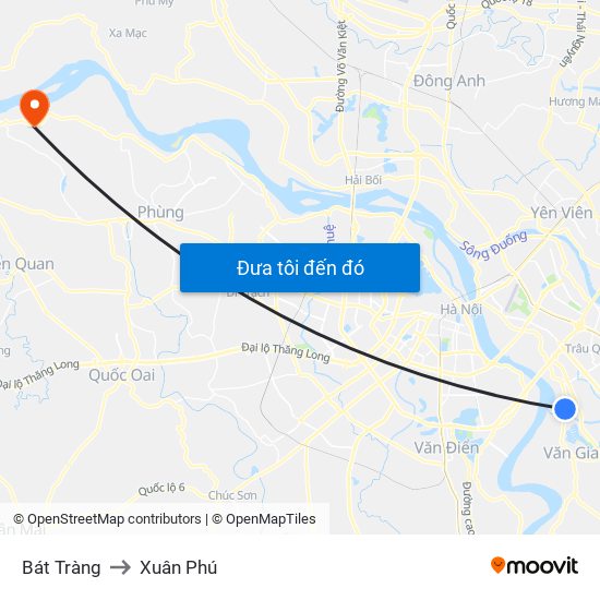 Bát Tràng to Xuân Phú map