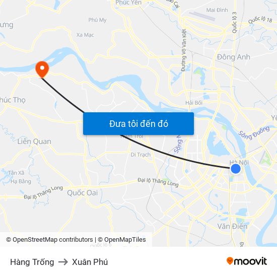 Hàng Trống to Xuân Phú map