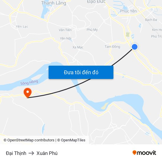 Đại Thịnh to Xuân Phú map