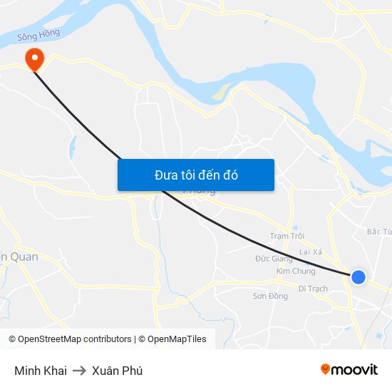Minh Khai to Xuân Phú map