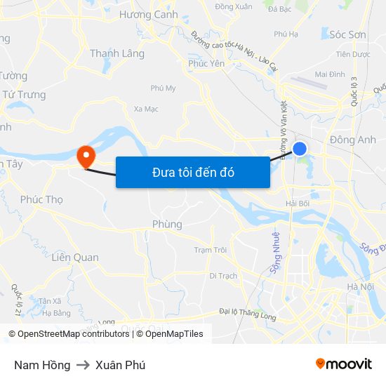 Nam Hồng to Xuân Phú map