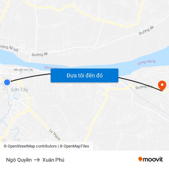 Ngô Quyền to Xuân Phú map