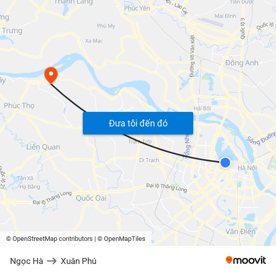Ngọc Hà to Xuân Phú map