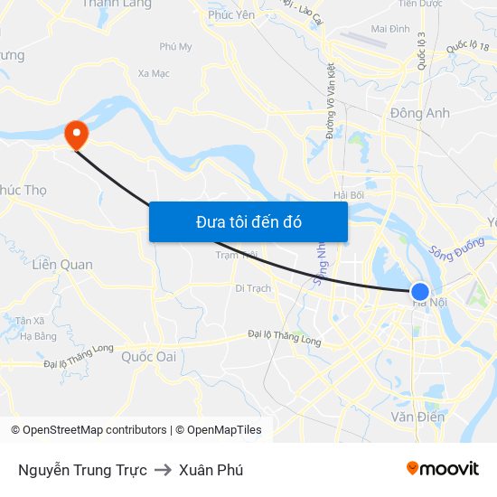 Nguyễn Trung Trực to Xuân Phú map