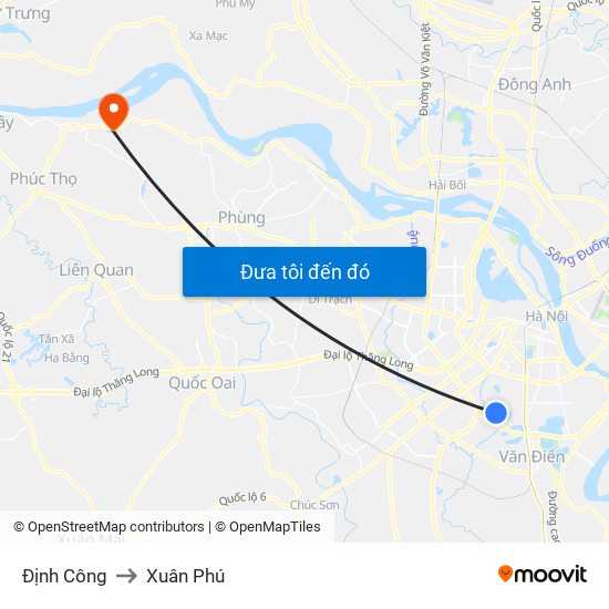 Định Công to Xuân Phú map