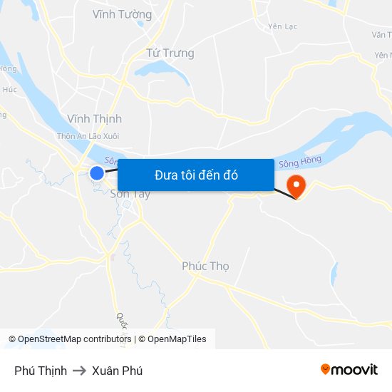 Phú Thịnh to Xuân Phú map