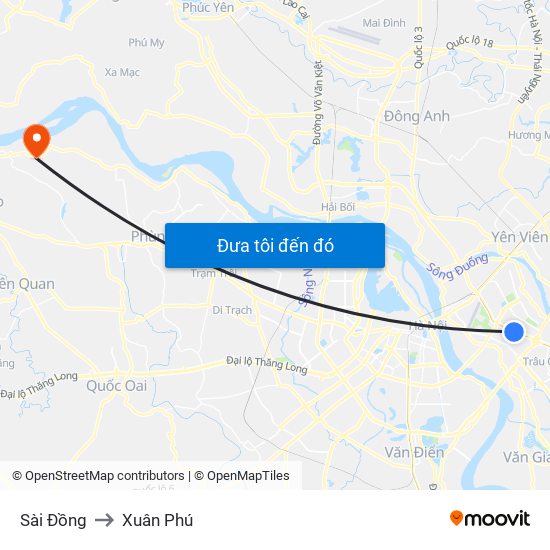 Sài Đồng to Xuân Phú map