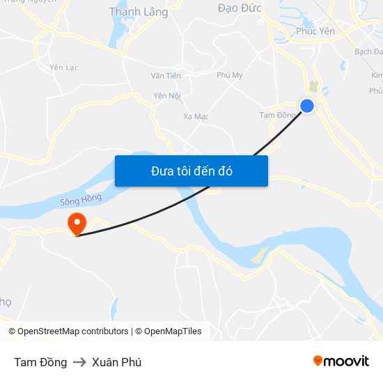 Tam Đồng to Xuân Phú map