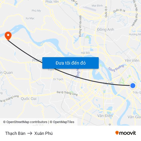 Thạch Bàn to Xuân Phú map