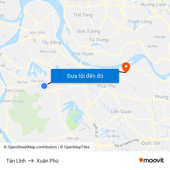 Tản Lĩnh to Xuân Phú map