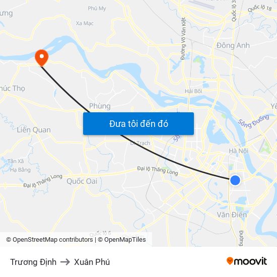 Trương Định to Xuân Phú map