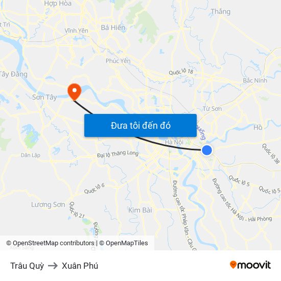Trâu Quỳ to Xuân Phú map
