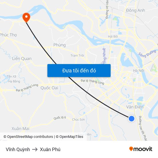 Vĩnh Quỳnh to Xuân Phú map
