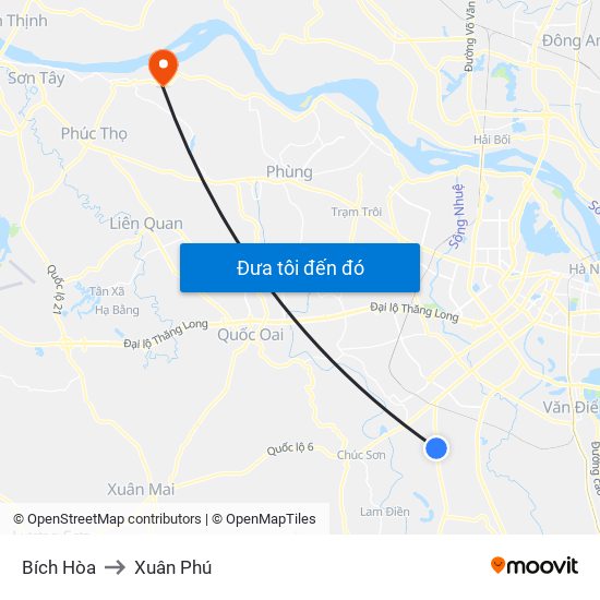 Bích Hòa to Xuân Phú map