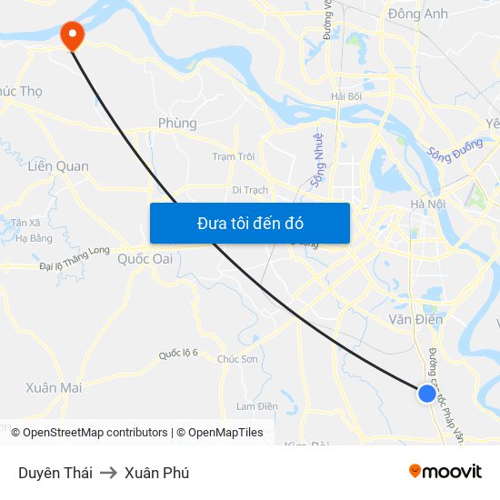 Duyên Thái to Xuân Phú map