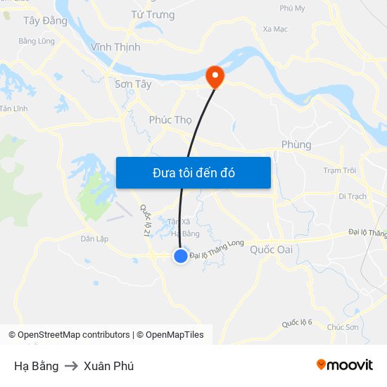 Hạ Bằng to Xuân Phú map