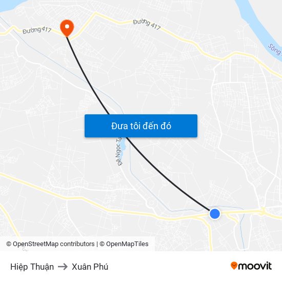 Hiệp Thuận to Xuân Phú map