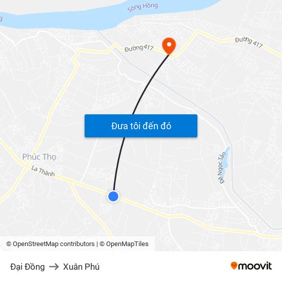 Đại Đồng to Xuân Phú map