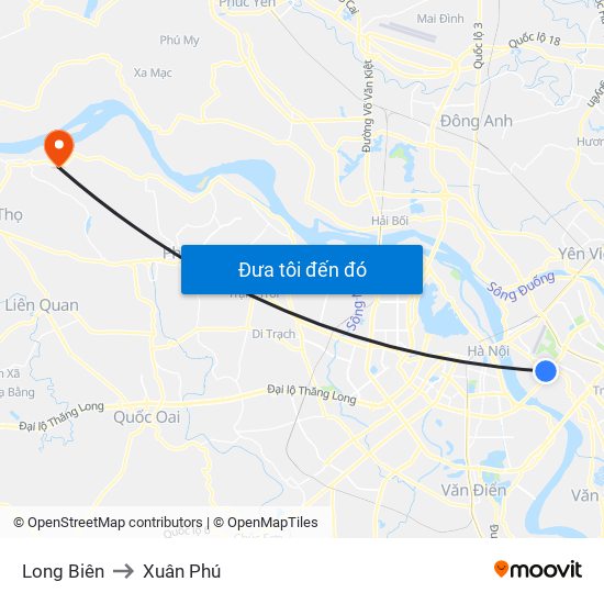 Long Biên to Xuân Phú map