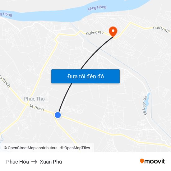 Phúc Hòa to Xuân Phú map