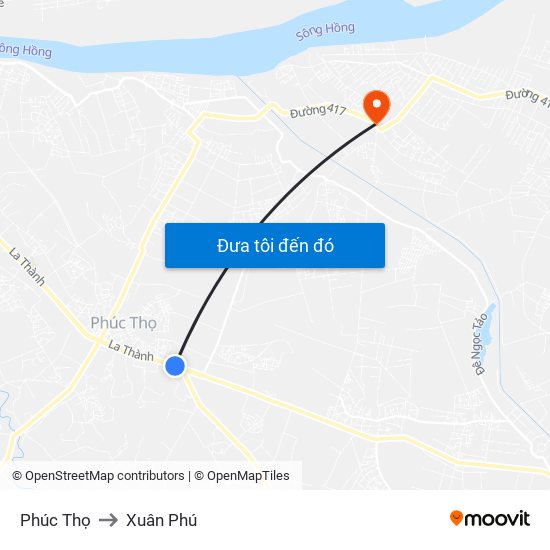 Phúc Thọ to Xuân Phú map