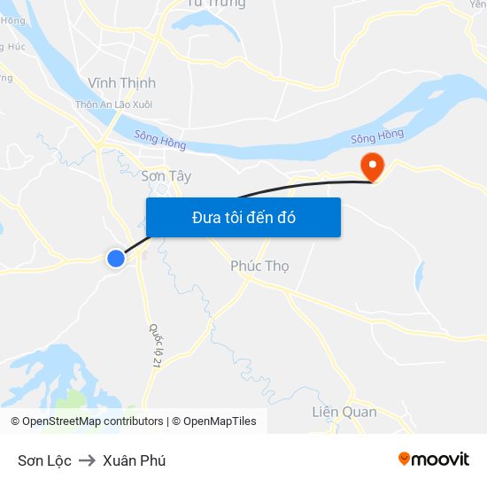 Sơn Lộc to Xuân Phú map