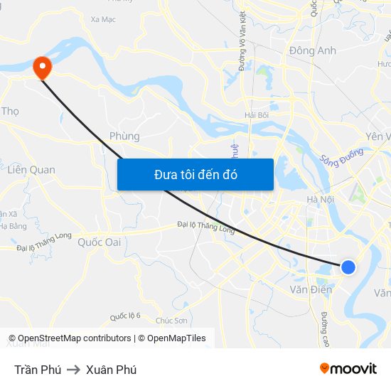 Trần Phú to Xuân Phú map