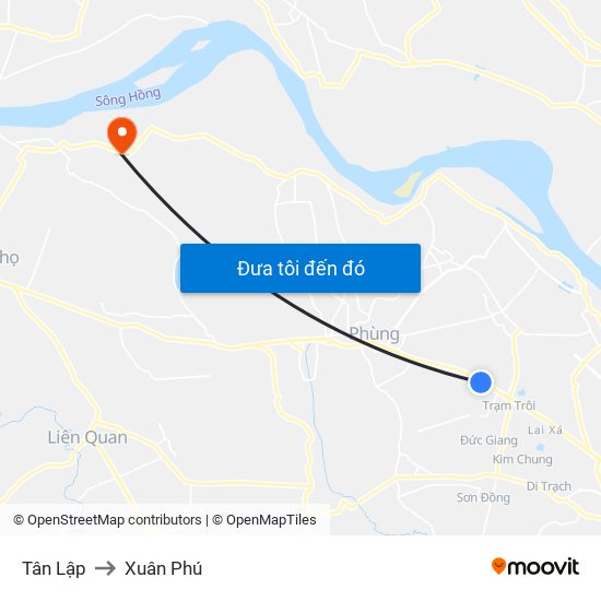 Tân Lập to Xuân Phú map