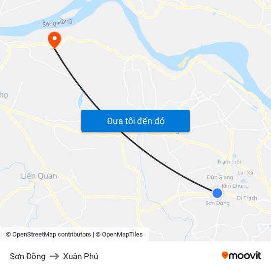 Sơn Đồng to Xuân Phú map