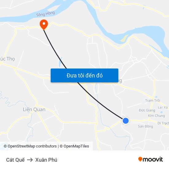Cát Quế to Xuân Phú map