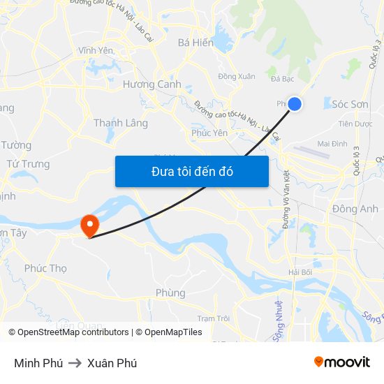 Minh Phú to Xuân Phú map