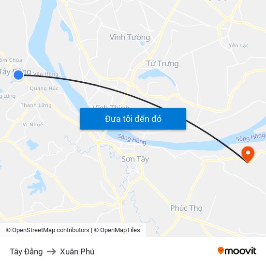 Tây Đằng to Xuân Phú map