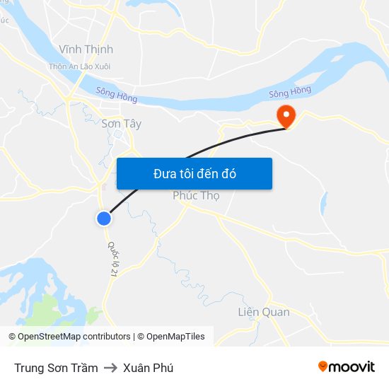 Trung Sơn Trầm to Xuân Phú map