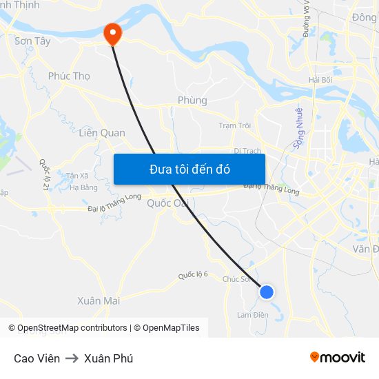 Cao Viên to Xuân Phú map