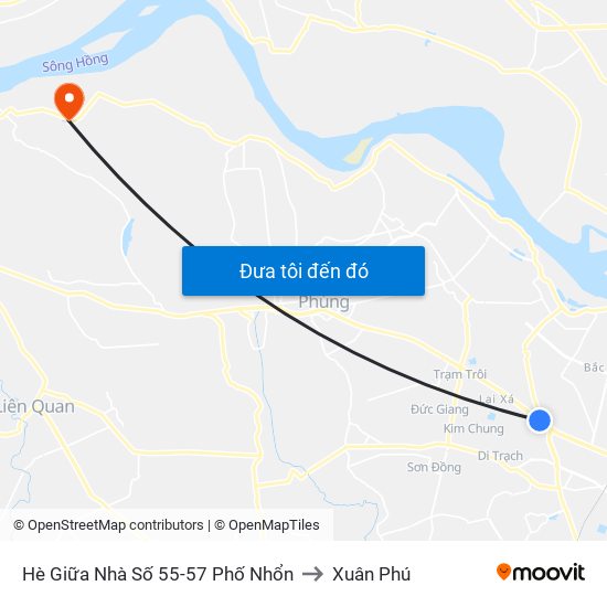 Hè Giữa Nhà Số 55-57 Phố Nhổn to Xuân Phú map