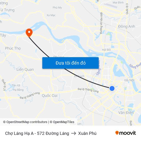 Chợ Láng Hạ A - 572 Đường Láng to Xuân Phú map