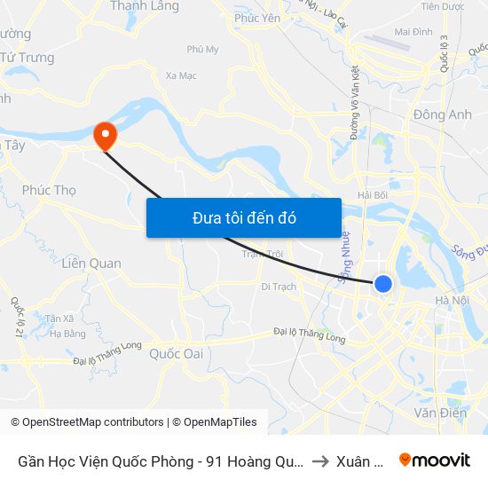 Gần Học Viện Quốc Phòng - 91 Hoàng Quốc Việt to Xuân Phú map