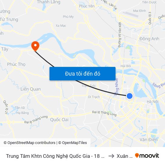 Trung Tâm Khtn Công Nghệ Quốc Gia - 18 Hoàng Quốc Việt to Xuân Phú map