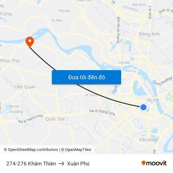 274-276 Khâm Thiên to Xuân Phú map