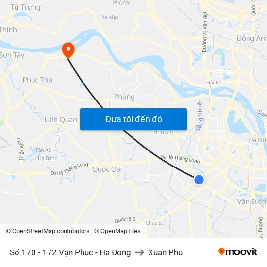 Số 170 - 172 Vạn Phúc - Hà Đông to Xuân Phú map