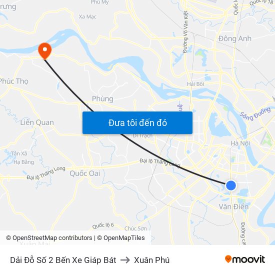 Dải Đỗ Số 2 Bến Xe Giáp Bát to Xuân Phú map
