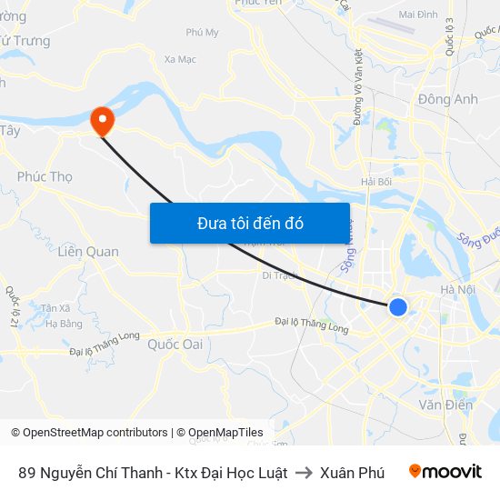 89 Nguyễn Chí Thanh - Ktx Đại Học Luật to Xuân Phú map